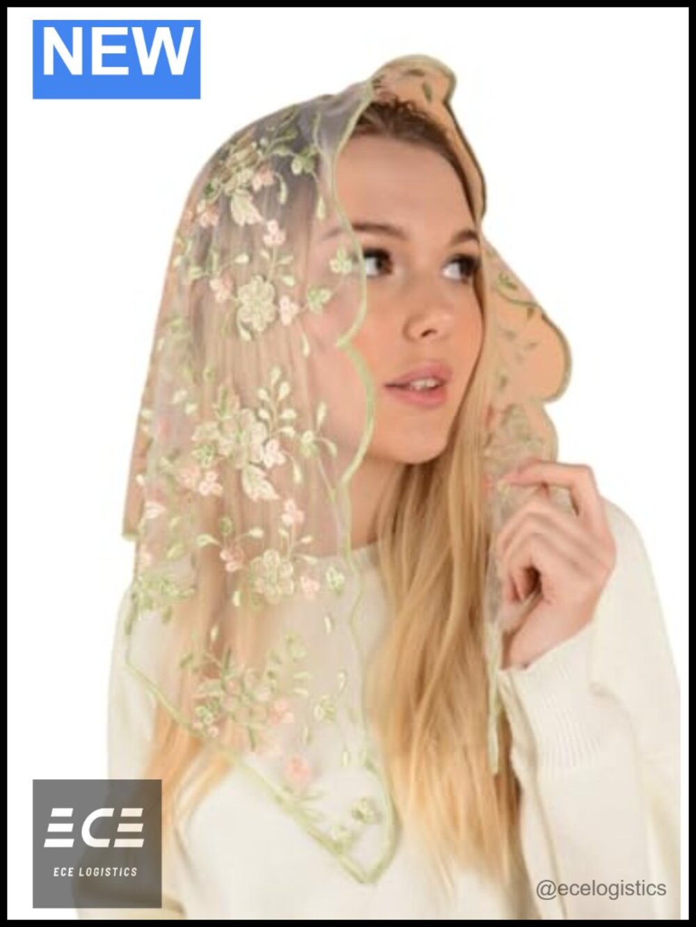 Handcrafted Lace Mantilla Chapel Veil with Hair Combs Silk Tulle